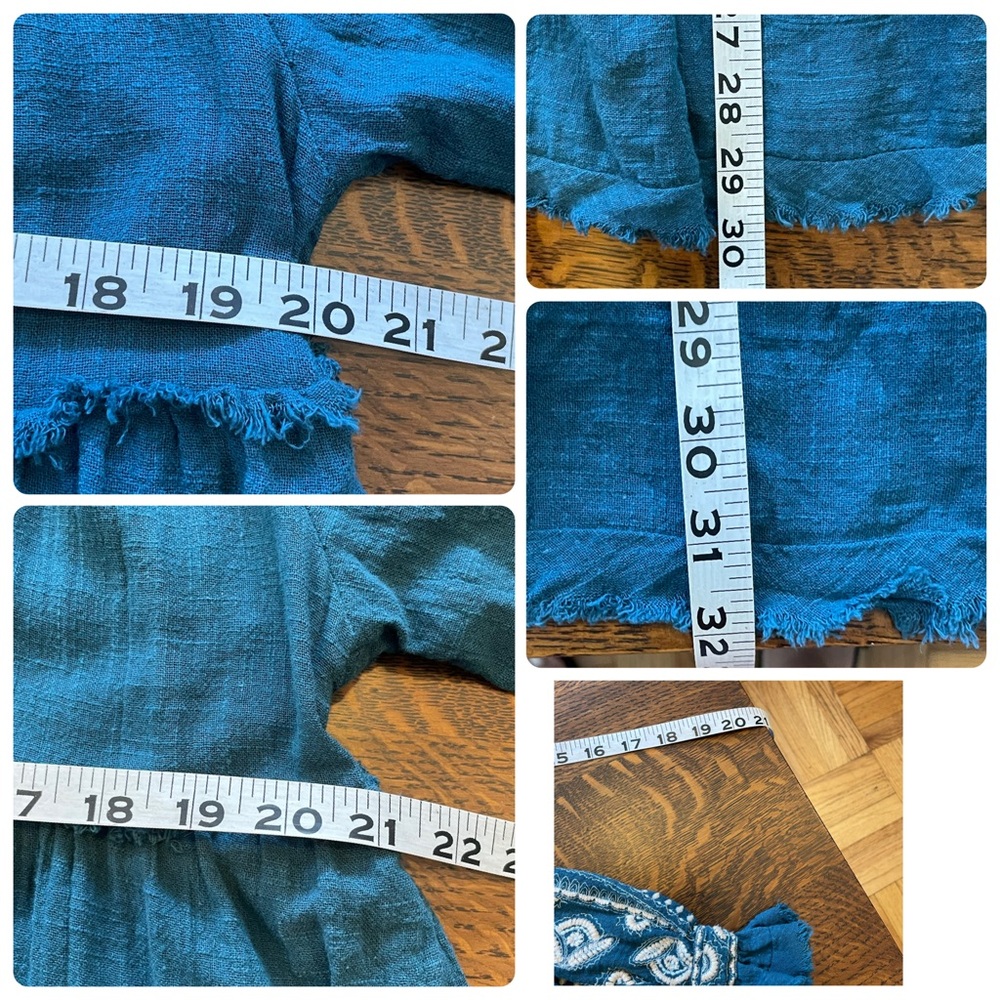 Free People Embroidered Boho Peasant Tunic Top Teal Blue Women’s Medium - Picture 16 of 16